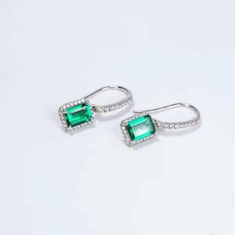 1CT Synthetic Emerald Earrings